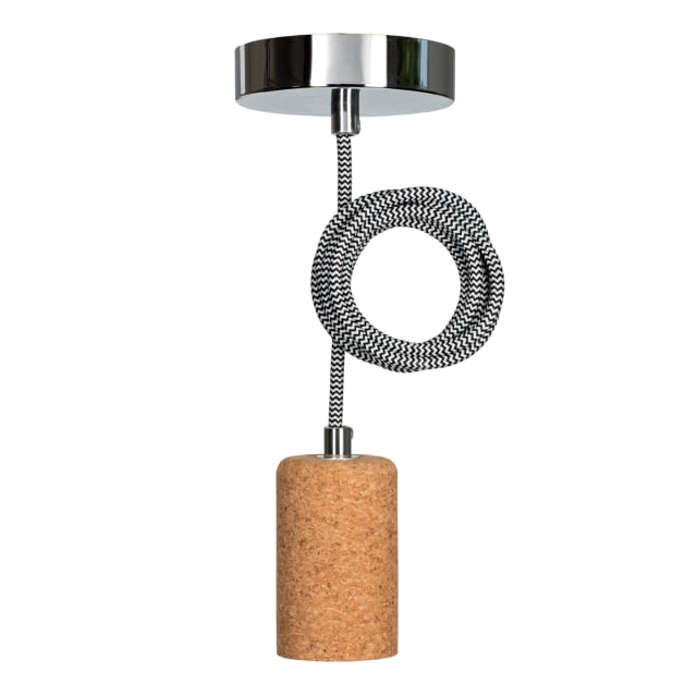 BAILEY - BAI suspension Cork E27 1.5M Câble Noir/Blanc 2x0.75 Rosace Argent 60W - 141482 BAILEY - BAI suspension Cork E27 1.5M Câble Noir/Blanc 2x0.75 Rosace Argent 60W - 141482