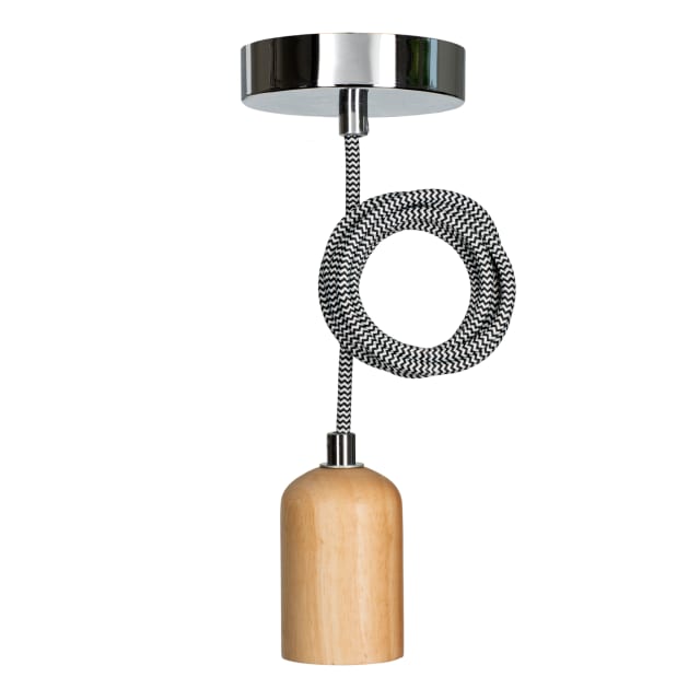 BAILEY - BAI suspension Lima E27 Bois 1.5M Câble Noir/Blanc 2x0.75 Rosace Argent 60W - 141481 BAILEY - BAI suspension Lima E27 Bois 1.5M Câble Noir/Blanc 2x0.75 Rosace Argent 60W - 141481