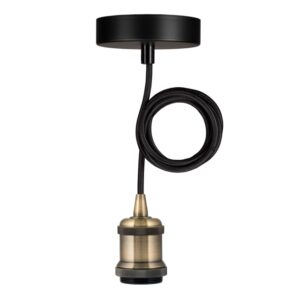 BAILEY - BAI suspension Oslo E27 Bronze Antique 1.5M Câble Noir 2x0.75 Rosace Noir 60W - 141469