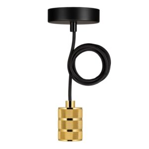 BAILEY - BAI suspension Riga E27 Dorée 1.5M Câble Noir 2x0.75 Rosace Noir 60W - 141472