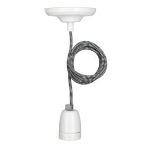 BAILEY - BAI suspension York E27 Porcelaine Blanc 1.5M Câble Noir/Blanc 2x0.75 Rosace 60W - 141475