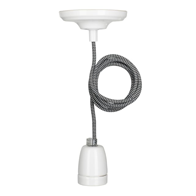 BAILEY - BAI suspension York E27 Porcelaine Blanc 1.5M Câble Noir/Blanc 2x0.75 Rosace 60W - 141475 BAILEY - BAI suspension York E27 Porcelaine Blanc 1.5M Câble Noir/Blanc 2x0.75 Rosace 60W - 141475
