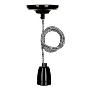 BAILEY - BAI suspension York E27 Porcelaine Noir 1.5M Câble Noir/Blanc 2x0.75 Rosace 60W - 141474