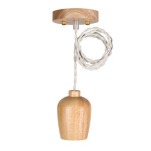 BAILEY - Douille set en bois E27+1.5m beige Câble textile 2x0