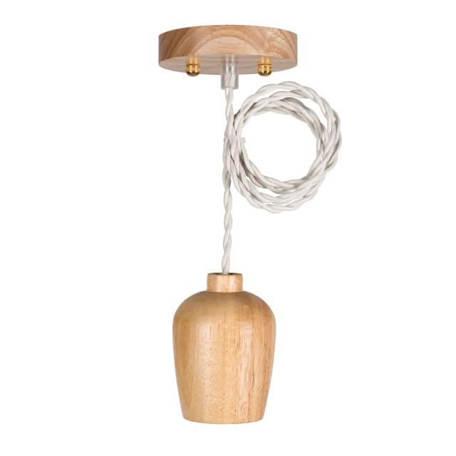 BAILEY - Douille set en bois E27+1.5m beige Câble textile 2x0 BAILEY - Douille set en bois E27+1.5m beige Câble textile 2x0