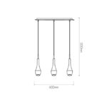 FANTASIA - BOTELO - 3x E27 - acier / verre - 600mm x 1200mm - acier brossé / verre blanc - 3410111 – Image 2