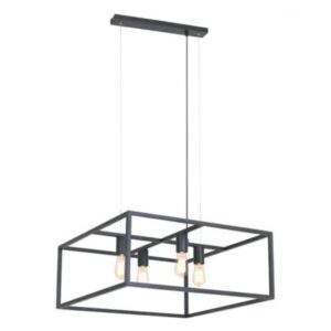 FANTASIA - KAGO pendule carré - 4x E27 - acier - max 60W - 250mm x 600mm - noir - 2717055