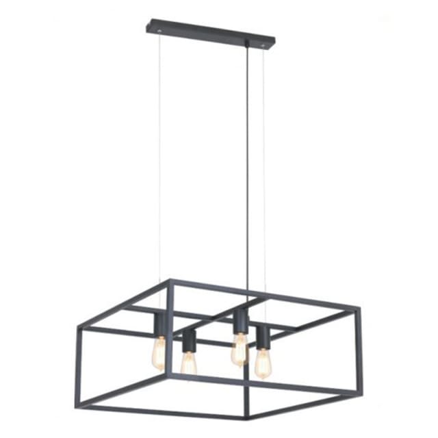 FANTASIA - KAGO pendule carré - 4x E27 - acier - max 60W - 250mm x 600mm - noir - 2717055 FANTASIA - KAGO pendule carré - 4x E27 - acier - max 60W - 250mm x 600mm - noir - 2717055