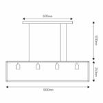 FANTASIA - KAGO pendule rectangle - 4x E27 - acier - max 60W - 250mm x 1000mm - rouille - 2717011 – Image 2