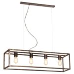 FANTASIA - KAGO pendule rectangle - 4x E27 - acier - max 60W - 250mm x 1000mm - rouille - 2717011
