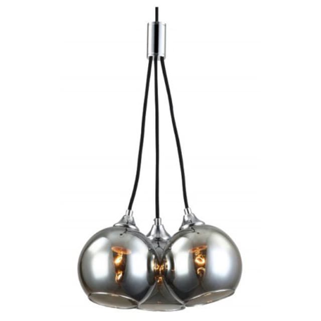 FANTASIA - ROGODO - 3x E27 - acier / verre - max 60W - dia 340mm x 2000mm - noir/ gris fumé - 3416198 FANTASIA - ROGODO - 3x E27 - acier / verre - max 60W - dia 340mm x 2000mm - noir/ gris fumé - 3416198
