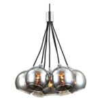 FANTASIA - ROGODO - 7x E27 - acier / verre - max 60W - dia 450mm x 2000mm - noir/ gris fumé - 3416199