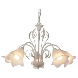 FANTASIA - SURYA - 5x E14 - acier / verre - 40W - dia 677mm x 401mm - blanc antique - 3416155