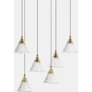 LEDS-C4 - Pendant Veneto Surfaced 6 Bodies LED 30W 2700K 0-10V Gold White 1608lm - 15-7593-14-DO