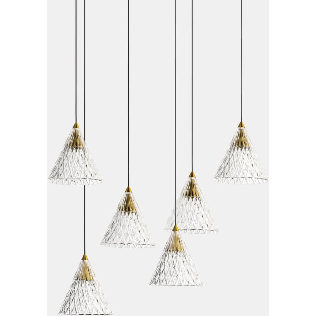 LEDS-C4 - Pendant Veneto Surfaced 6 Bodies LED 48W 2700K 0-10V Gold Black 268lm - 15-7593-60-DO LEDS-C4 - Pendant Veneto Surfaced 6 Bodies LED 48W 2700K 0-10V Gold Black 268lm - 15-7593-60-DO