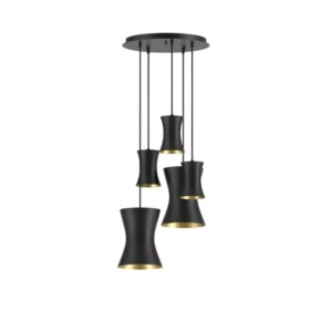 PSM LIGHTING - Clara blanc-dorée int./blanc suspension-fixe-avec 3x Clara Ø120 et 2x Cla - 3418.5.49.TX1