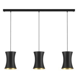 PSM LIGHTING - Clara noir texture/noir suspension-fixe-avec 3x Clara Ø250 sur base Juba - 3417.3.2M.TX2