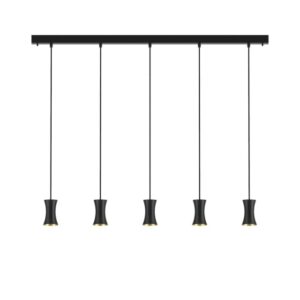 PSM LIGHTING - Clara noir texture/noir suspension-fixe-avec 5x Clara Ø75 sur base Juba - 3413.5.2M.TX2