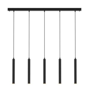 PSM LIGHTING - Jacob noir-or/noir suspension-avec 5x Jacob sur base Juba-avec driver LED - 1923.5.216.TX2.NW