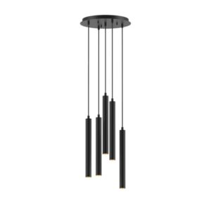 PSM LIGHTING - Jacob noir-or/noir suspension-avec 5x Jacob sur base Rondobox-avec driver - 1925.5.216.TX2.WW
