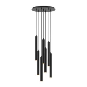 PSM LIGHTING - Jacob noir texture/noir suspension-avec 7x Jacob sur base Rondobox-avec dri - 1926.7.2M.TX2.WW