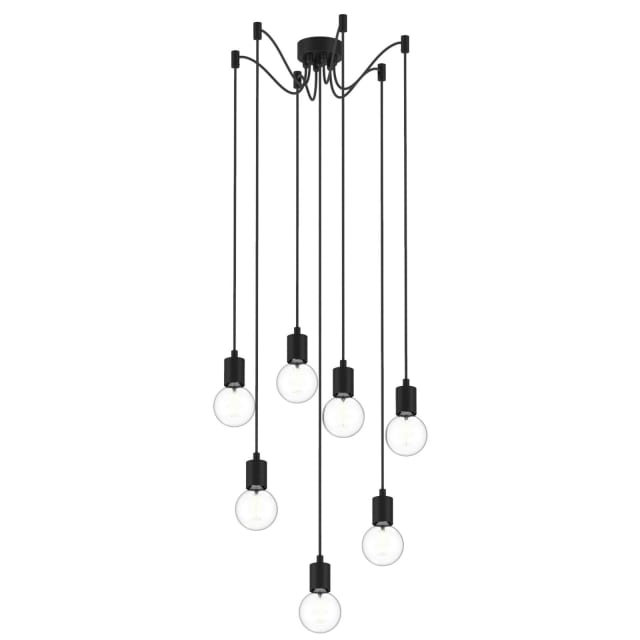 PSM LIGHTING - Maestro noir texture/torsadé noir suspension-avec 7x câble textile 2m et 6x s - 5147.7.2M.TXW2 PSM LIGHTING - Maestro noir texture/torsadé noir suspension-avec 7x câble textile 2m et 6x s - 5147.7.2M.TXW2