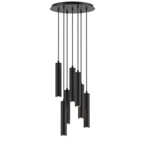 PSM LIGHTING - Mero blanc mat texture/blanc suspension-rond-avec 7x Mero sur base Rondobox - 1910.7.1M.TX1.NW