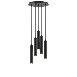 PSM LIGHTING - Mero noir-or/noir suspension-rond-avec 5x Mero sur base Rondobox - 1909.5.216.TX2.WW