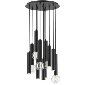 PSM LIGHTING - Mero noir texture/noir suspension-rond-avec 11x Mero sur base Rondobox - 1927.11.2M.TX2.CW