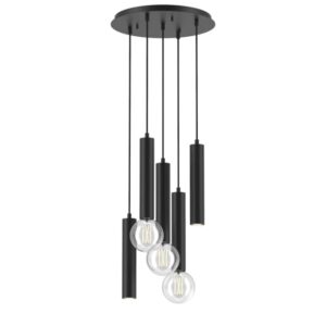 PSM LIGHTING - Mero noir texture/noir suspension-rond-avec 5x Mero sur base Rondobox - 1916.5.2M.TX2.CW