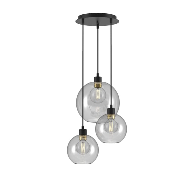 PSM LIGHTING - Moby noir-or/transparent/messing suspension-avec 2x Moby Ø180 et 1x Moby Ø2 - 5153.SH.3.216.TR.TXM PSM LIGHTING - Moby noir-or/transparent/messing suspension-avec 2x Moby Ø180 et 1x Moby Ø2 - 5153.SH.3.216.TR.TXM