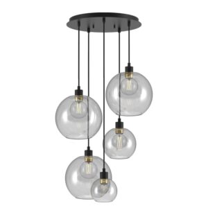 PSM LIGHTING - Moby noir-or/transparent/messing suspension-avex 3x Moby Ø250