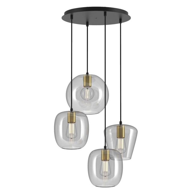 PSM LIGHTING - Moby noir-or/transparent/messing suspension-combinaison 4x Moby-1 PSM LIGHTING - Moby noir-or/transparent/messing suspension-combinaison 4x Moby-1