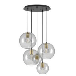 PSM LIGHTING - Moby noir texture/transparent/noir suspension-avex 3x Moby Ø250