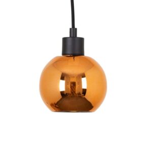 PSM LIGHTING - Moby red copper coat/noir/noir texture suspension-avec 2m de câble textile et - 4996.A.E27.SH.2M.RKC.TX2