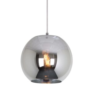 PSM LIGHTING - Moby silver coat/argent/alu satiné suspension-avec 2m de câble textile et arr - 4975.C.E27.14.SC.TXS