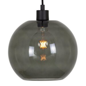 PSM LIGHTING - Moby smokey grey/gris fon/gris anth text suspension-avec 2m de câble textile - 5068.C.E27.SH.44.SG.TX44