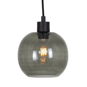 PSM LIGHTING - Moby smokey grey/gris fon/gris anth text suspension-avec 2m de câble textile - 5069.B.E27.SH.44.SG.TX44