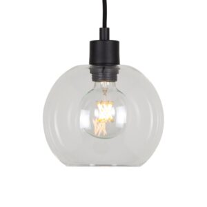 PSM LIGHTING - Moby transparent/cuivre rouge/rosé suspension-avec 2m de câble textile et arr - 5064.B.E27.SH.28.TR.TXRK