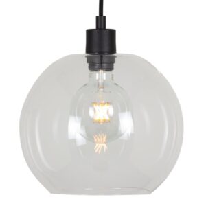 PSM LIGHTING - Moby transparent/messing/laiton satin suspension-avec 2m de câble textile et - 5063.C.E27.SH.16.TR.TXM