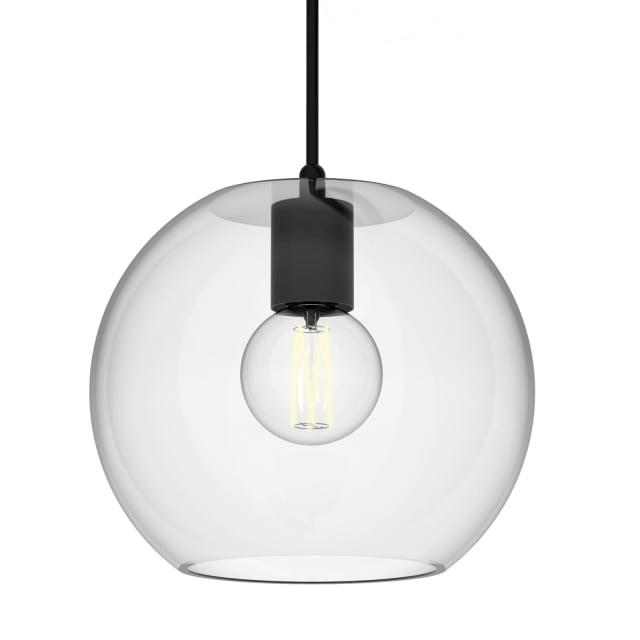 PSM LIGHTING - Moby transparent/noir/noir texture suspension-avec 2m de câble textile et arr - 5087.C.E27.2M.TR.TX2 PSM LIGHTING - Moby transparent/noir/noir texture suspension-avec 2m de câble textile et arr - 5087.C.E27.2M.TR.TX2