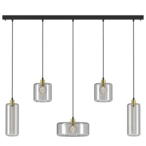 PSM LIGHTING - suspension-avec 5x 1,5m câble textile sur base Juba - 5135.2N1Q2P.1M.BZ.TX1