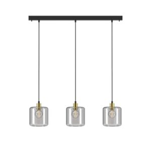 PSM LIGHTING - suspension blanc texture / bronze / câble textile blanc - 5130.3N.1M.BZ.TX1