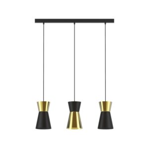 PSM LIGHTING - suspension - down noir - or / câble textile noir - 5570.LED.216.TX2.NW