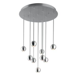 PSM LIGHTING - suspension - down - tiges 4x30cm - 4x40cm - 1x50cm - avec driver LED alu satiné - 3089.14.WW