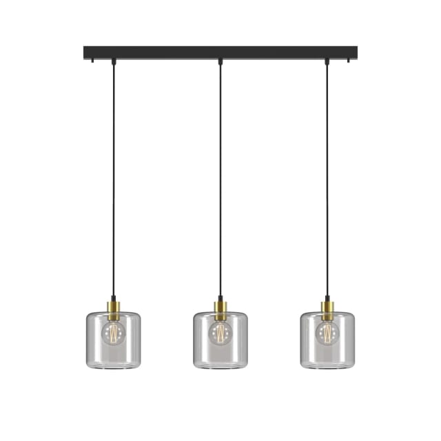 PSM LIGHTING - suspension noir - or / transparent / câble textile noir - 5130.3N.216.TR.TX2 PSM LIGHTING - suspension noir - or / transparent / câble textile noir - 5130.3N.216.TR.TX2