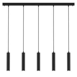 PSM LIGHTING - suspension - rond - avec 5x Mero sur base Juba noir - or / câble textile noir - 1908.5.216.TX2.NW