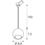 SLV Belgium - LIGHT EYE 90,suspension triphasée,GU10,longueur 150 cm,1x max. 6 W,blanc mat - 1008171 – Image 7